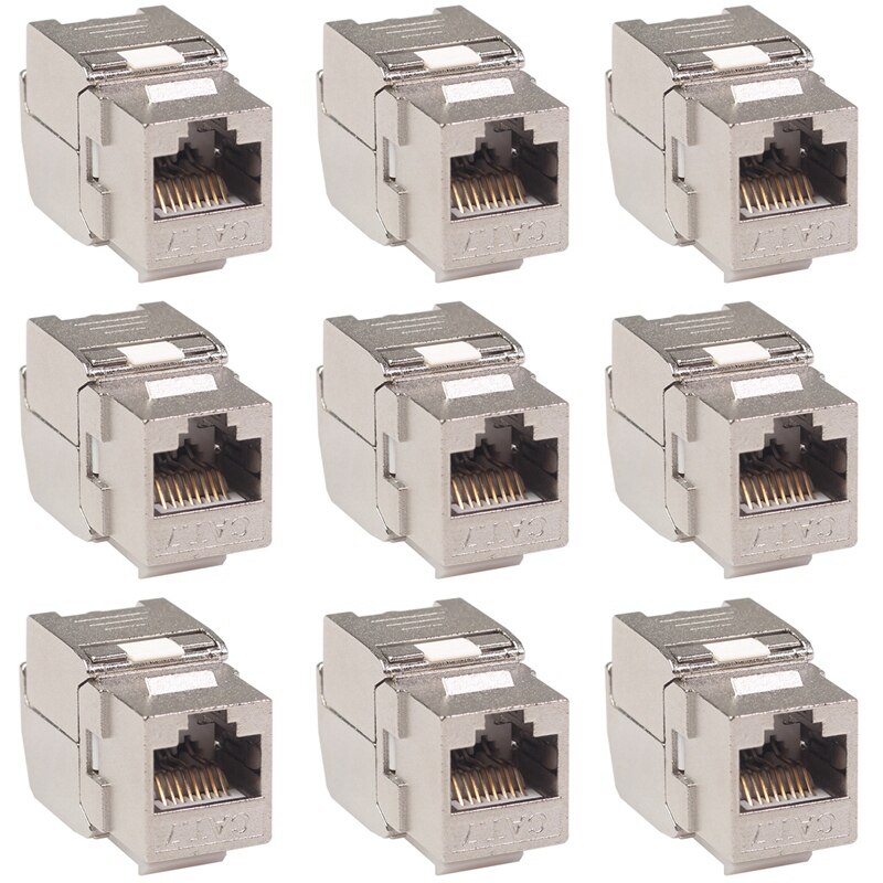 -12 Pcs RJ45 Keystone Cat7 Cat6A Afgeschermde Ftp Zinklegering Module Netwerk Keystone Jack Connector Adapter 10Gb netwerk: Default Title