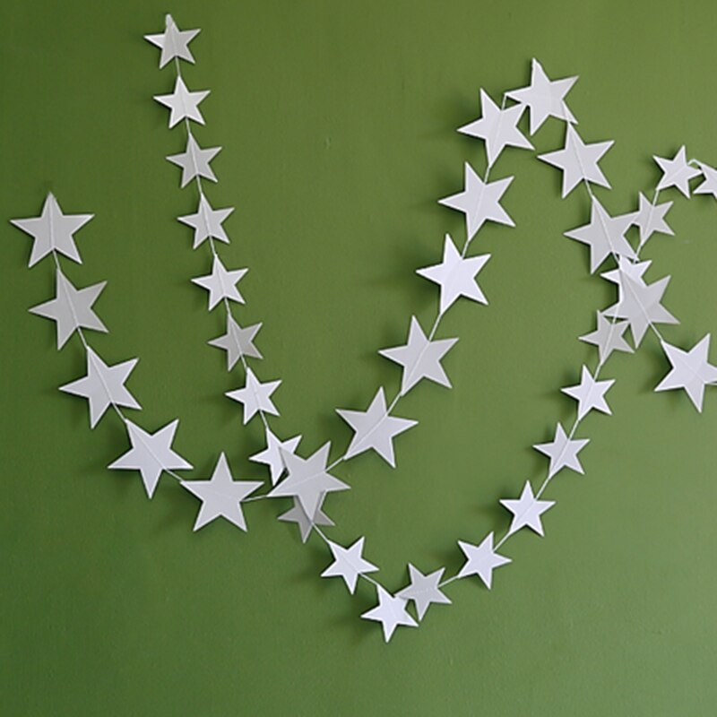 Cortina colgante de papel con forma de estrella de cinco puntas para puerta, decoración de nacimiento, cadena pequeña, flor de tiro, estrellas colgantes de boda