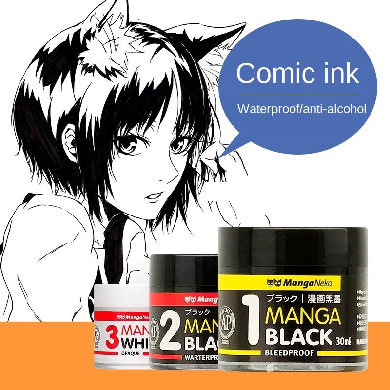 Japanse Manga Inkt Waterdicht En Alcohol-Proof Schilderen Hoogglans Haak Lijn Sneldrogende Waterdicht Zwart En wit Correctie