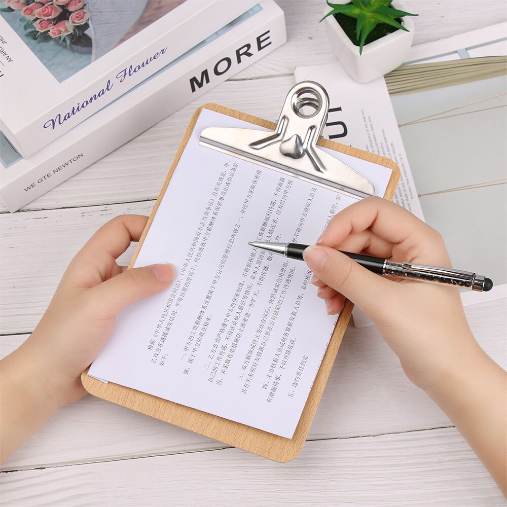 1pc a4 a5 træ clipboard træ clips skrive ark blok note board opbevaring mapper clips restaurant kontor hotel forsyninger