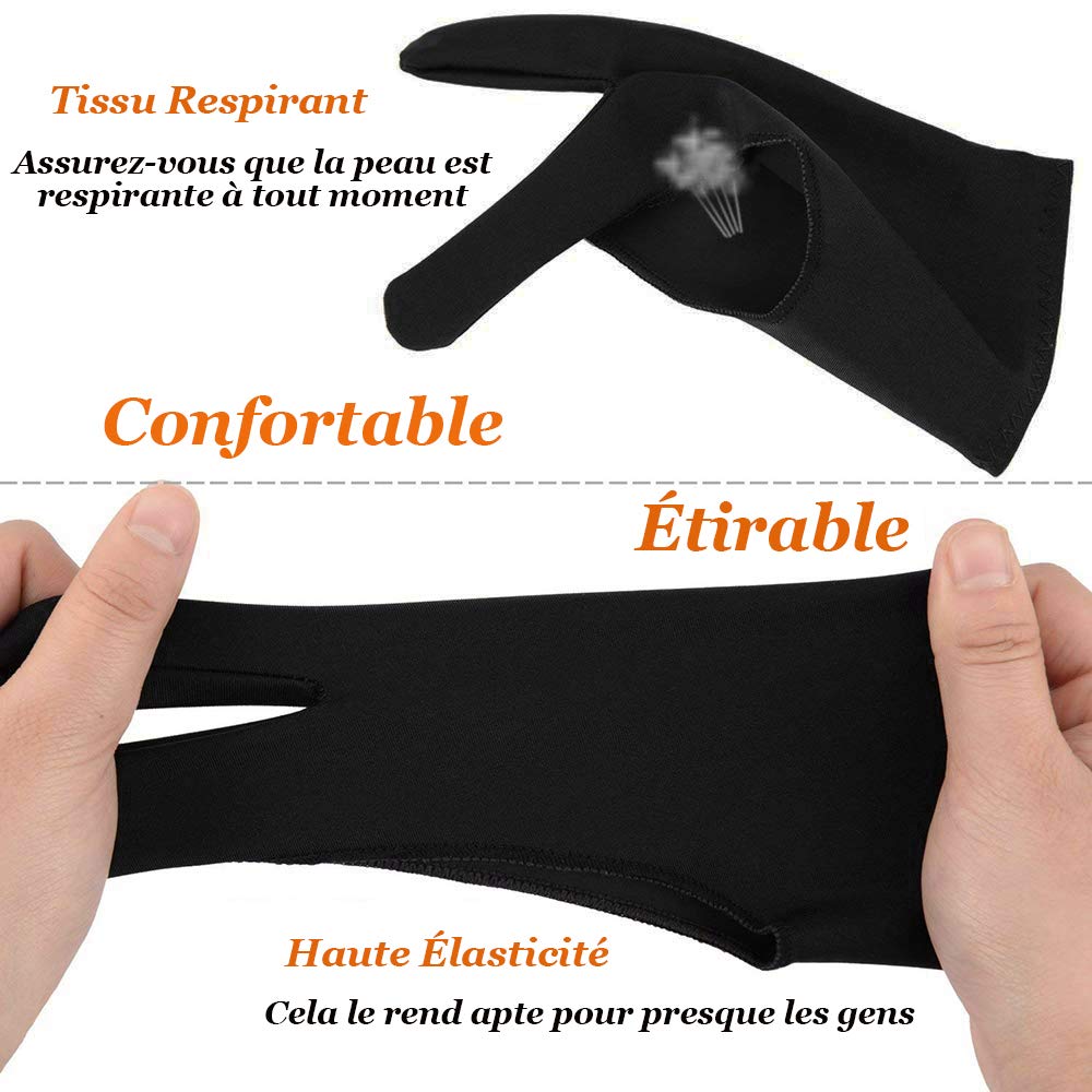 6 stücke Künstler Zeichnung Handschuhe Anti-Fouling Grafik Tablet Handschuh Zwei Finger, gute für Rechts oder Links Hand, Größe M