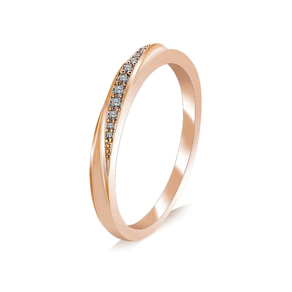Eenvoudige Zirconia Liefhebbers Rose Gold Wedding Ring Sieraden In Full Size