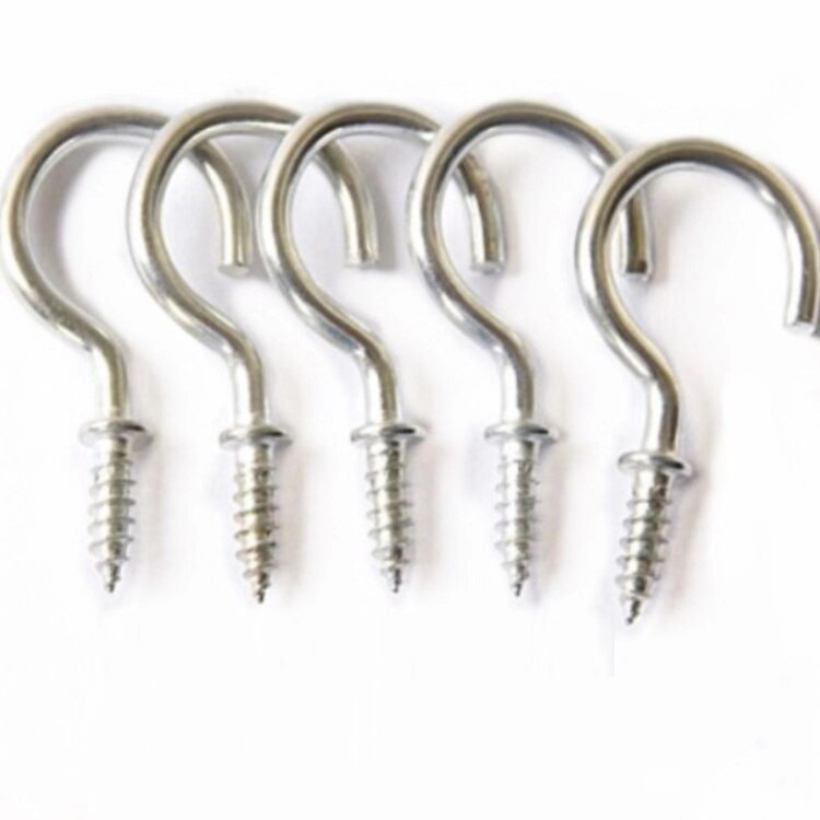 Nickel-plated metal ceiling hook, screw hook, cup hook, hanging cap nail, hanger, ，8 different sizes