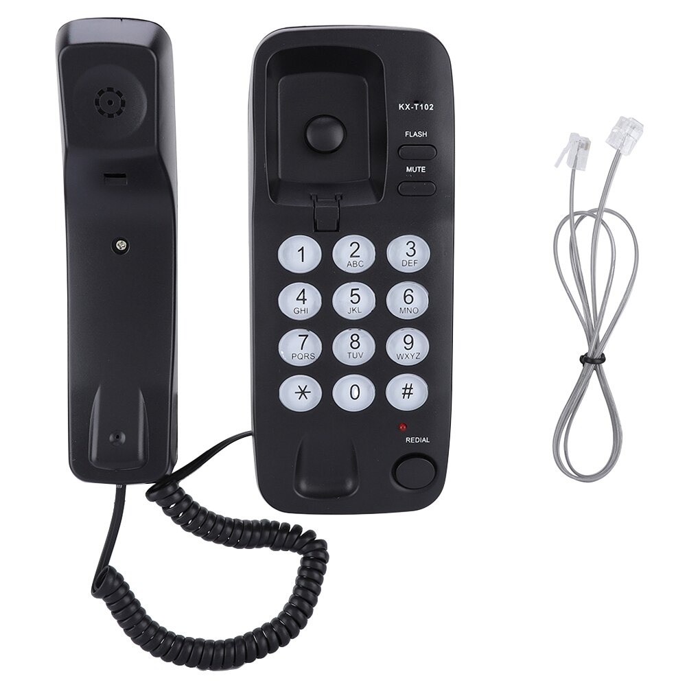 Telefoon draagbare Wall Mount Vaste Telefoon Extension Geen Caller ID Telefoon Thuis Voor Hotel Familie telefoon draagbare: Black