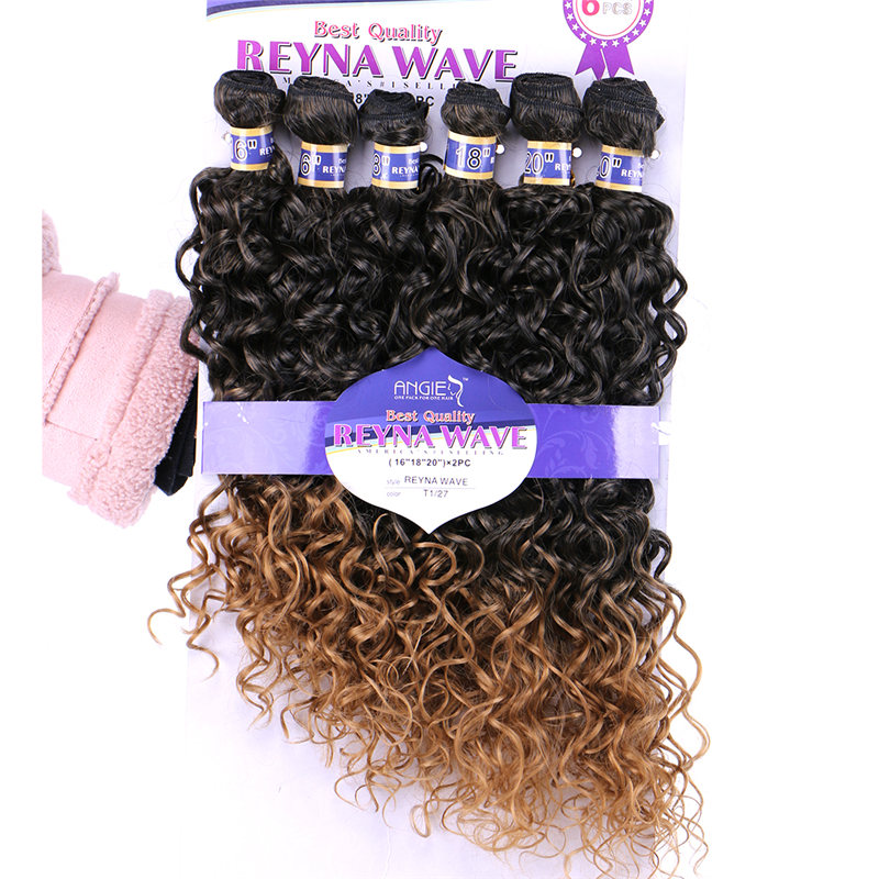 Reyna water wave hair bundle 6 pieces one set Synthetic hair extension tissage fiber hair weaving: M1B-27