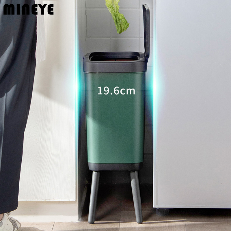 Beautiful 15L Large-capacity Kitchen Trash Cans Bedroom High-footed Garbage Storage Bin with Lid Waste Bins Bathroom Dustbin