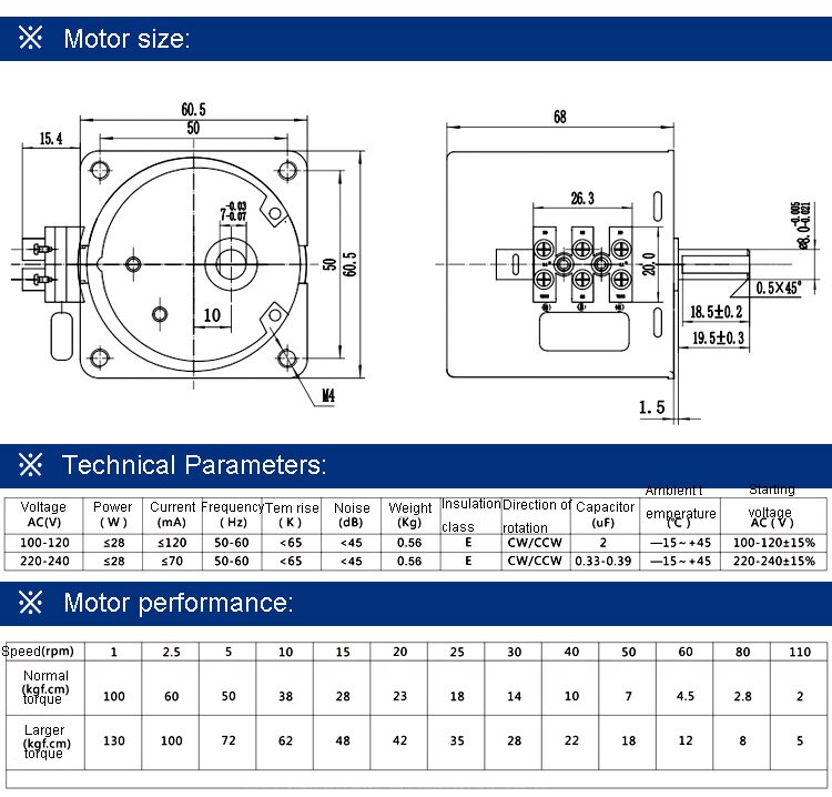 220V Ac Synchrone Motor 68Ktyz 68-KTYZ 28W Permanente Magneet Synchrone Reductiemotor Met Beugel