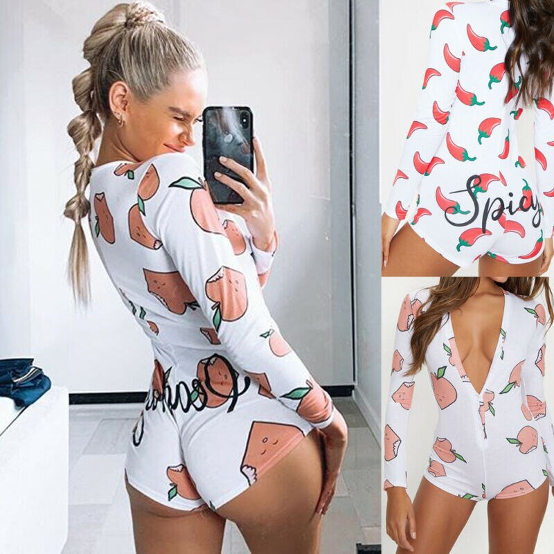 Women Plunge V Neck Sleepwear Bodysuit Shorts Spicy Play suits