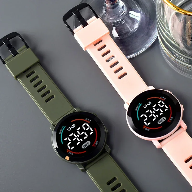 Reloj deportivo LED luminoso 2025, nueva , reloj electrónico redondo resistente al agua, reloj Digital para hombres y mujeres, Relojes Electrónicos