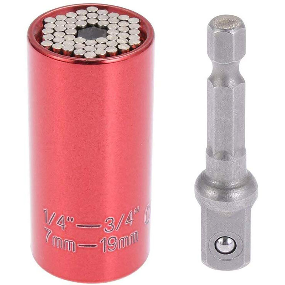 Universal Hardware Torque Wrench Head Set Socket Sleeve In Wrench 7-19mm Spanner Key Magic Grip Portable Multi Hand Tools: Red