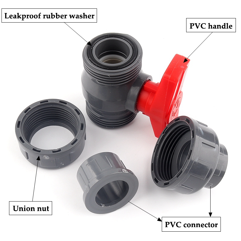 1pc 32/40/50/63/75/90/110mm tubo pvc união conector de válvula de água encaixes de tubulação válvula de esfera agricultura jardim adaptador de irrigação