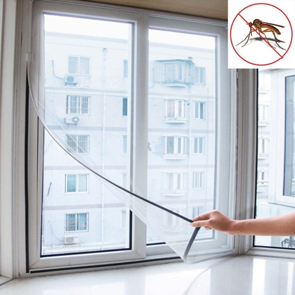 Summer Anti Mosquito&Fly Insect Bug Net Curtains Mesh Screen Door Heavy Fabric Screen Full Frame Adhesive Wire Strip