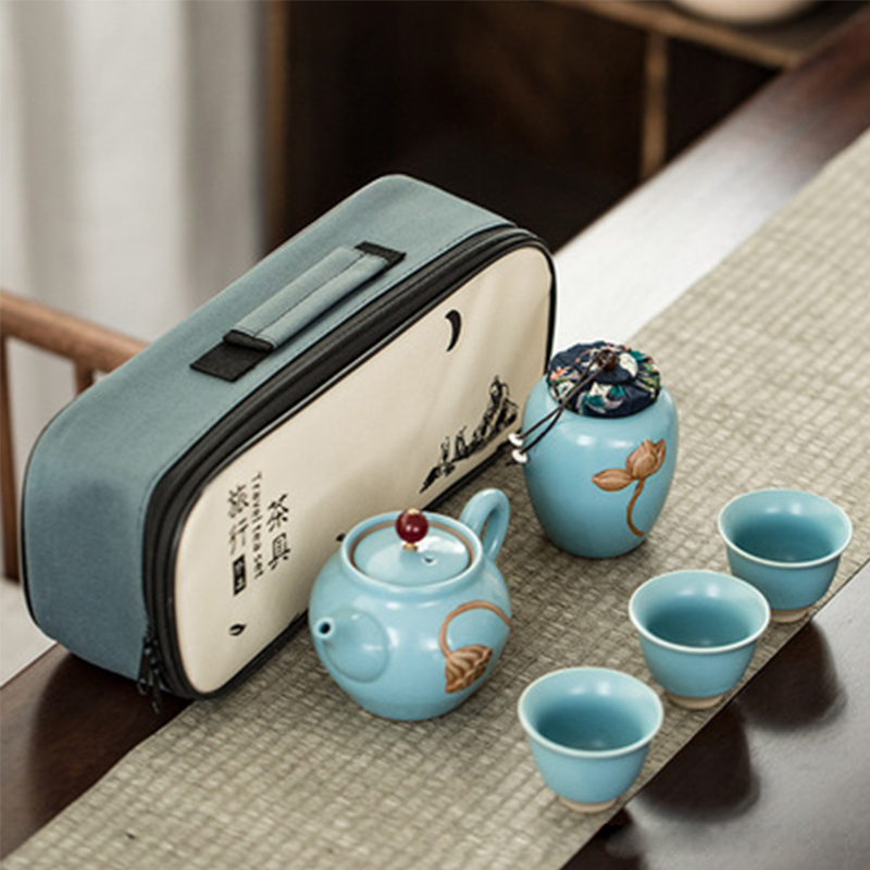Service à thé Kungfu en céramique, Portable, d'affaires, service à thé chinois, théière, tasse de thé, canettes: z