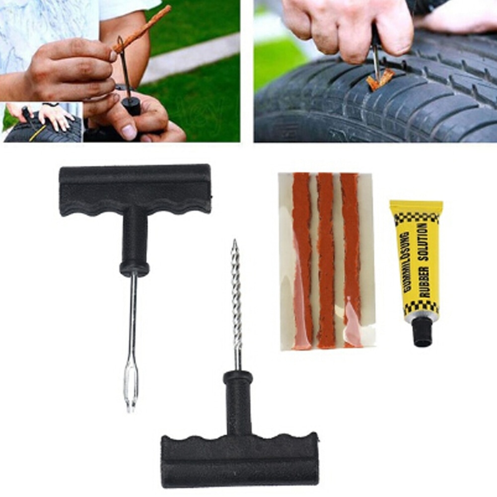 Car Tire Repair Tools Tire Repair Kit Rivet Tool Set Car Bicycle Tubeless Tire Puncture Plug Garage Auto Parts