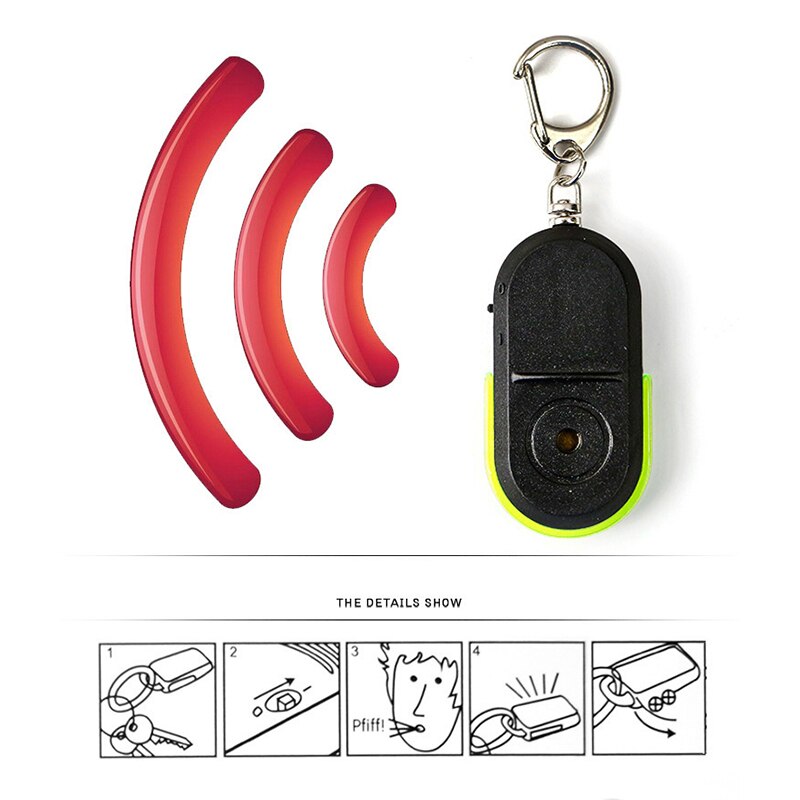 Mini Anti-Lost Key Finder Key Locator Fluitje Key Finder Knipperende Piepen Remote Lost Key Finder Locator Met LED licht Compact