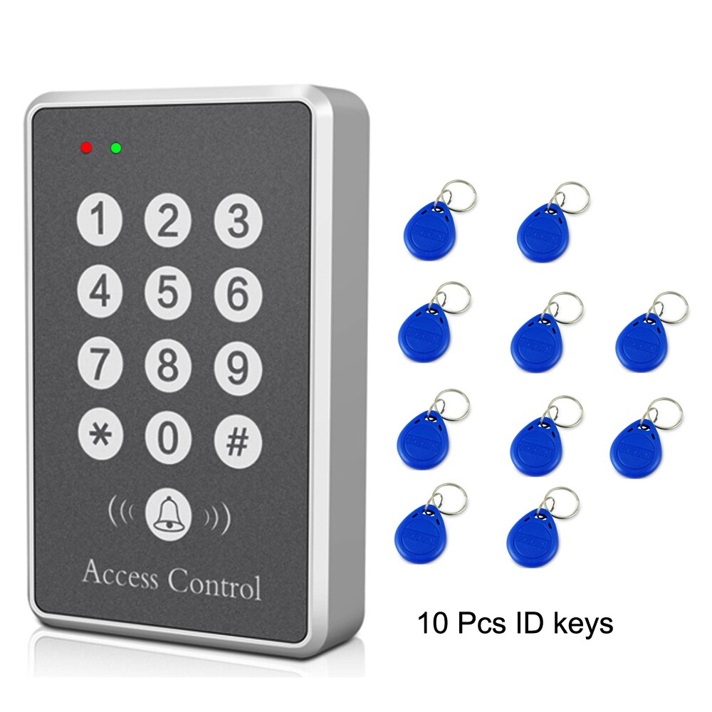 125Khz RFID Access Control System Device Machine Security Proximity Entry Door Lock 1000 User access control keypad: silver and 10 key