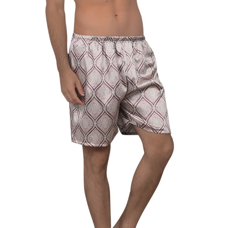 Silk Satin prints sleepwear shorts elastic waist brand soft Pajama Pants Summer men home short Pajama pants: A1 / 5XL