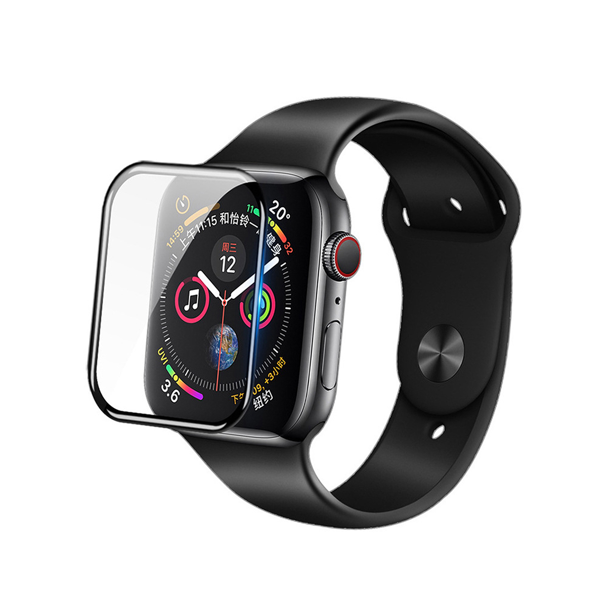 Skärmskydd för apple watch series 7 8 45mm tillbehör 38mm glas 9d hd full film iwatch 41mm 6 5 3 se 44mm 40mm 42mm: Xxl / Svart