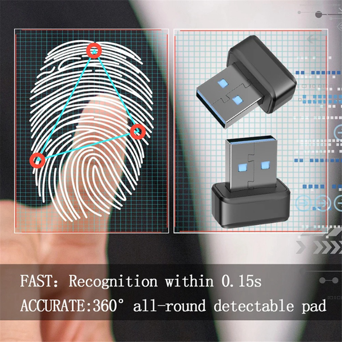 Lector de llaves de huella dactilar USB U2F, escáner biométrico de huellas dactilares, Anti-Spoofing, Mini llave de seguridad, Dongle