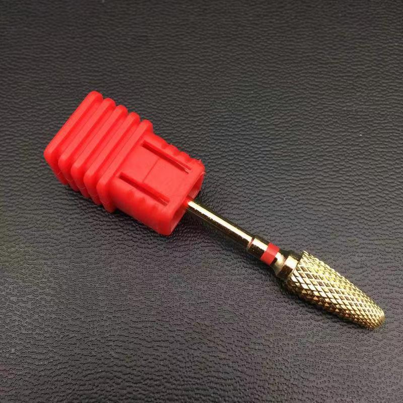 6 tipos de brocas de carburo en forma de maíz, máquina eléctrica para manicura, fresa, accesorios giratorios para uñas de uña dorada: Caqui oscuro