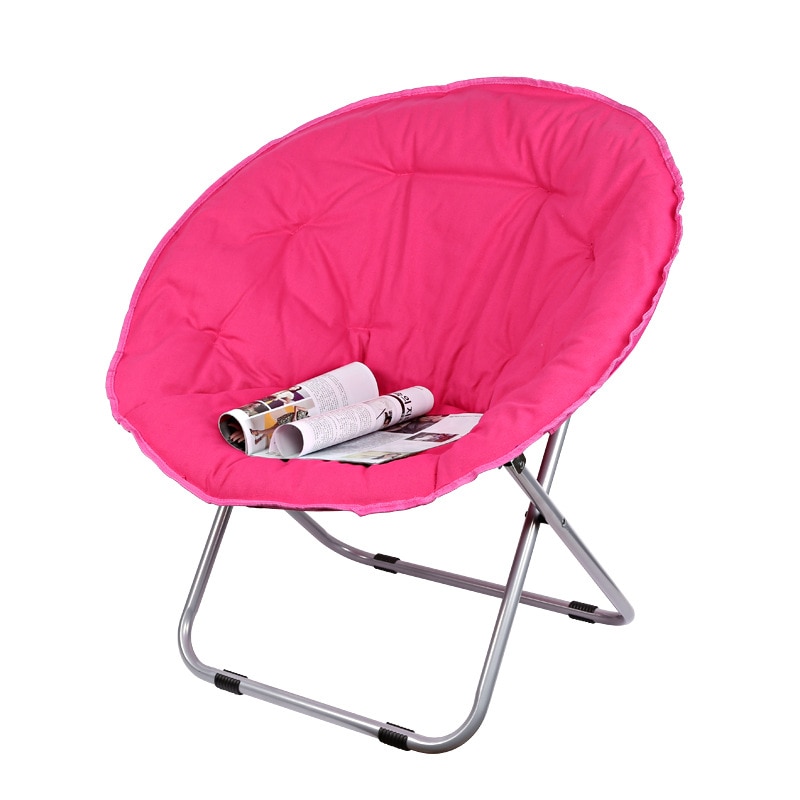 A 8%Folding Large Size Round Moon Saucer Camping Chair with Steel Frame Oxford Cloth Padded Seat Portable Moon Chair 7 Colors
