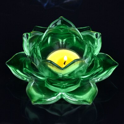 Kandelaar boterlamp boeddhistische tempelbenodigdheden grote zesbladige lotus kleurrijk kristalglas voor boeddhalicht kandelaar: D