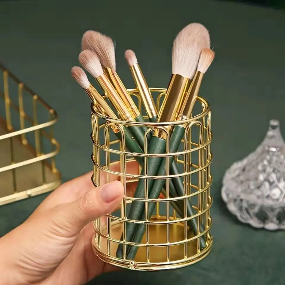 Kosmetik machen-hoch Pinsel Aufbewahrung sbox zylindrische fallen Lagerung Lippenstift Pinsel Stift Halfter Veranstalter Schmiedeeisen Stift Lagerung: Armee Grün