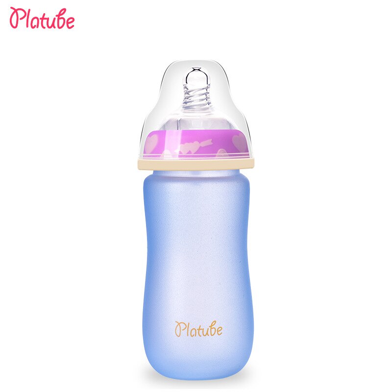 Water Fles Met Stro Babyflessen Pasgeboren Biberones Bebes Leuke Water Fles Babyvoeding Silicone Baby Fles Flessen Baby: Blauw