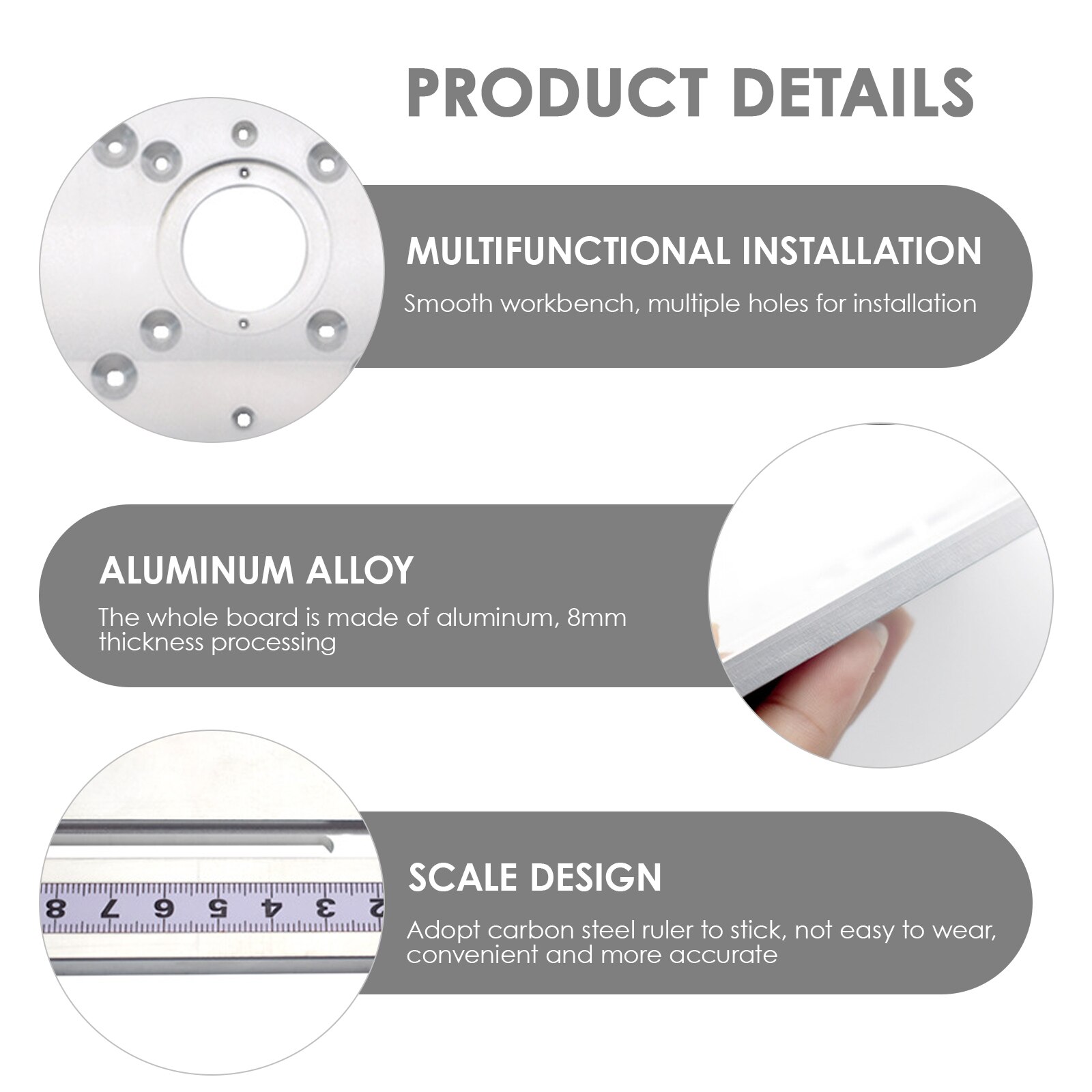 Aluminium Router Table Insert Plate Electric Wood Milling Flip Boardwith Miter Gauge Guide Set Table Saw Woodworking Workbench