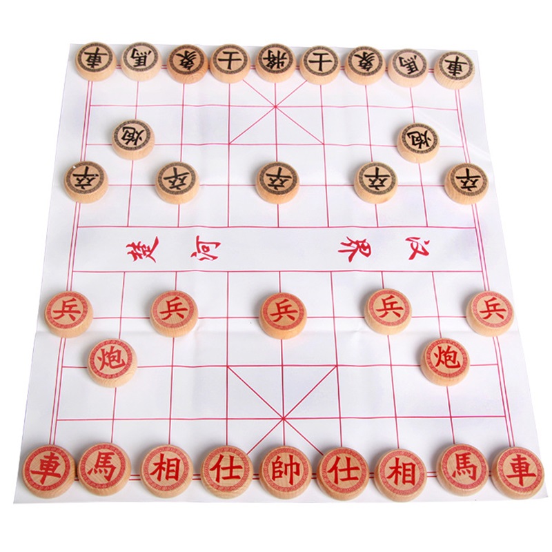 High-End Houten Chinees Schaken Grote Stukken-Xiangqi Familie Reizen Board Game Set Met Pu Lederen Dambord Voor 2 Spelers