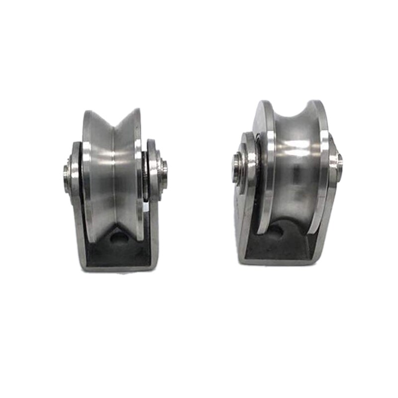 2Pcs 2 Inch Roller Wheel Bearings V /U Groove Pulley Wheels Detachable Heavy Duty Grooved Wheel for Material Handling
