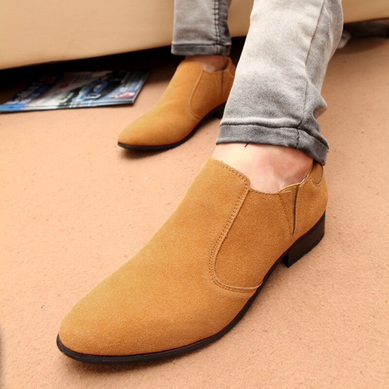 Qwedf britisk stil mænd sko åndbare mænd kjole sko slip on sort brun arbejdsformelle sko til mænd sy -25