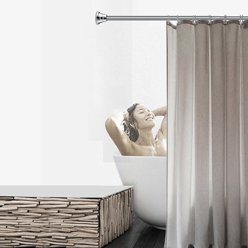 Punch Gratis Telescopische Stang Badkamer Douche Gordijn Staaf Droogrek Up En Down Brace Garderobe 70-130Cm