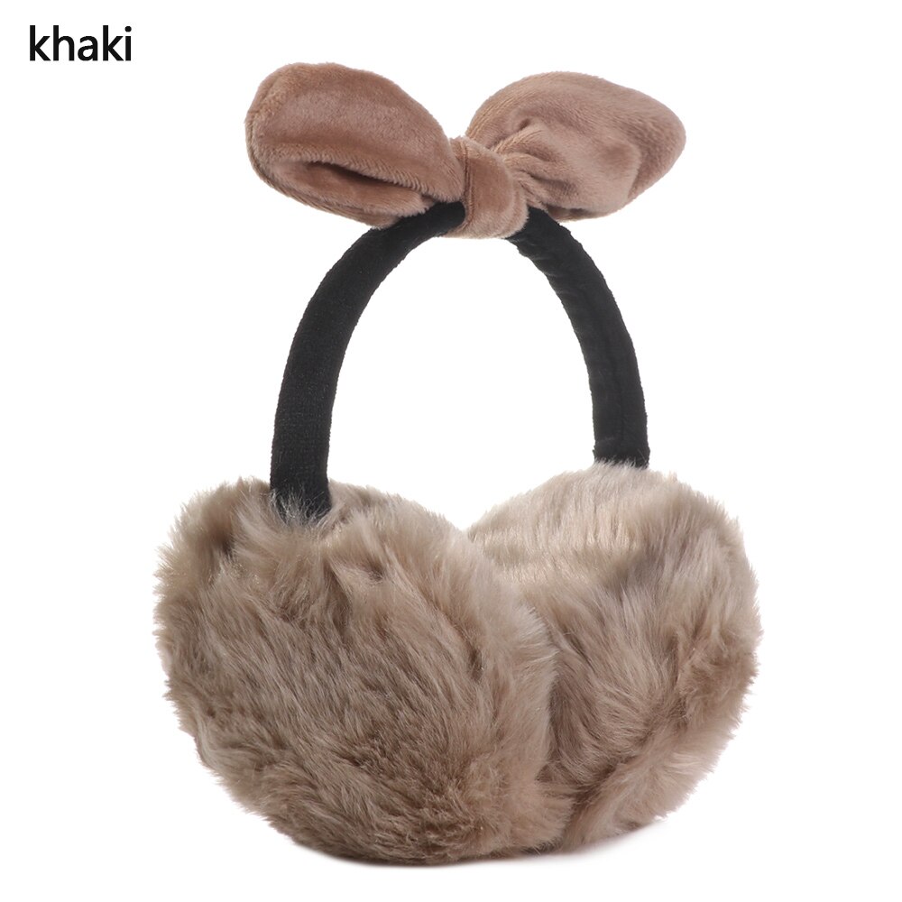 Winter Autumn Warm Faux Fur Earmuffs Cute Cat Ear Earflap Plush Earmuff for Girls Ladies Women Hairbands Ear Muffs: 1-khaki