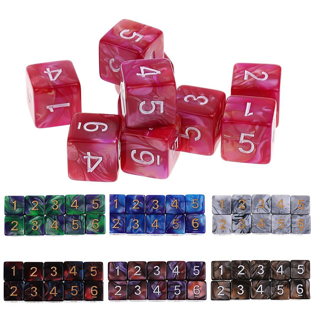 D6 Sided Dice Set Polyhedral 6 Sides 10PCS Dice For RPG Desktop Funny Games Outdoor Party Bar Tools
