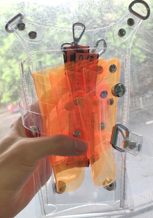 Transparent Hairdresser Belt Bag 6 Positions Jelly Barber Bag Unisex Hairdresser Lightweight Hairdressing Tool Bag Fryzjer DF025: Orange