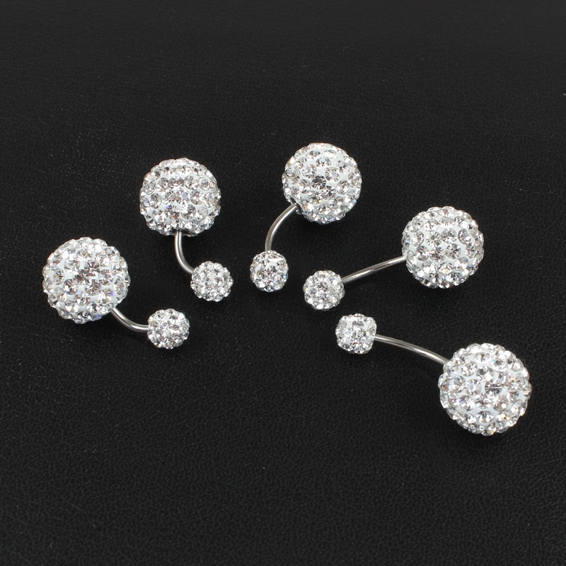 Piercing ombligo aro 6/12mm bola 16G no alérgico Acero inoxidable aurora blanco rosa superior ombligo bar joyería corporal