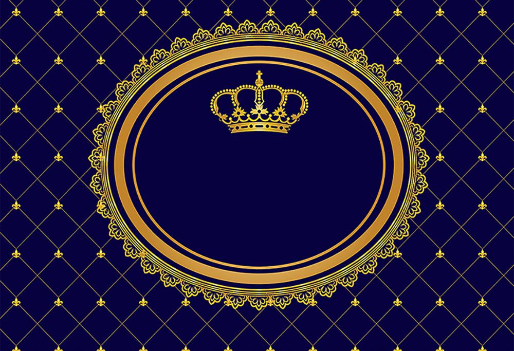 PHOTURT Royal Crown Photography Backdrop Boy Birthday Party Decoration Background Golden Blue Prince Vinyl Photo Studios Props