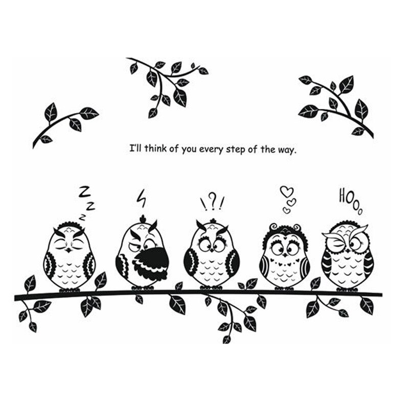 Cartoon uilen op boom muurstickers voor kinderkamer vinyl huisdecoratie muurschildering verwijderbare sticker takken dieren stickers op de muur
