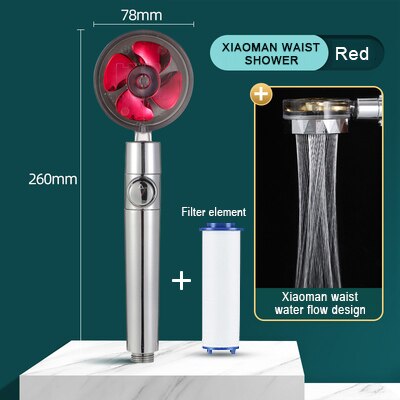 Obrót o 360 ° głowica prysznicowa oszczędne zużycie wody i wysokie ciśnienie słuchawka prysznicowa dysza z mały wentylator ręczny prysznic akcesoria łazienkowe: czerwony z filter