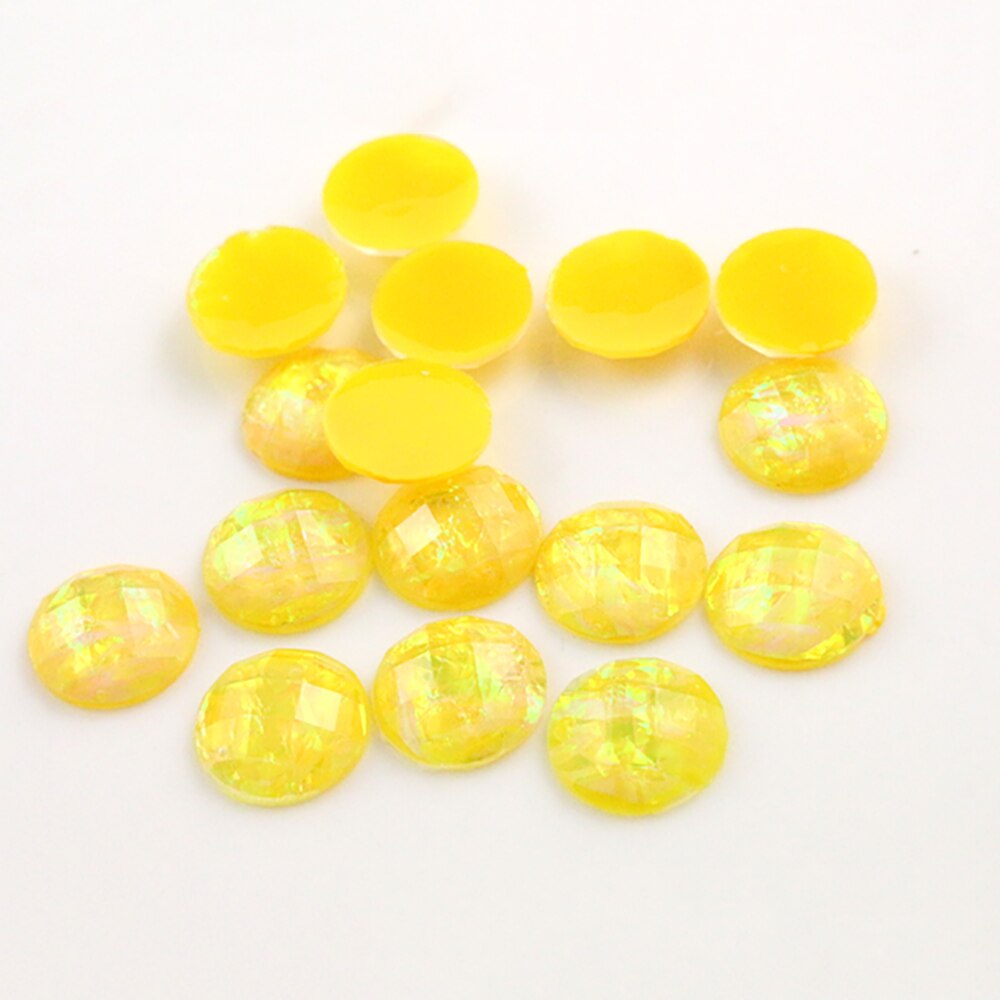 40pcs 12mm Mix Colors Tangent plane Built-in metal foil Flat back Resin Cabochons Cameo: Z5-19