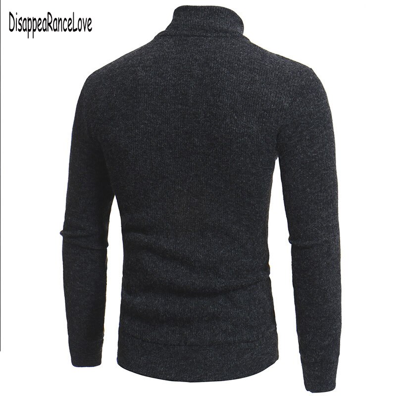Höst vinter herrtröja herr polotröja enfärgad vardagströja herr slim fit märke stickad dragkedja pullovers kläder