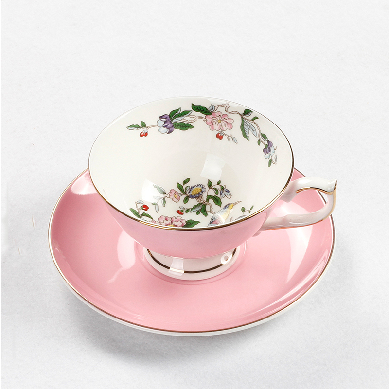 Kaffee Tassen Porzellan Hohe Schmetterling Blume Teetasse &Ampere; Untertasse einstellen Britischen Nachmittag Tee Zeit Keramik Tasse Büro Getränk: Stil B Rosa