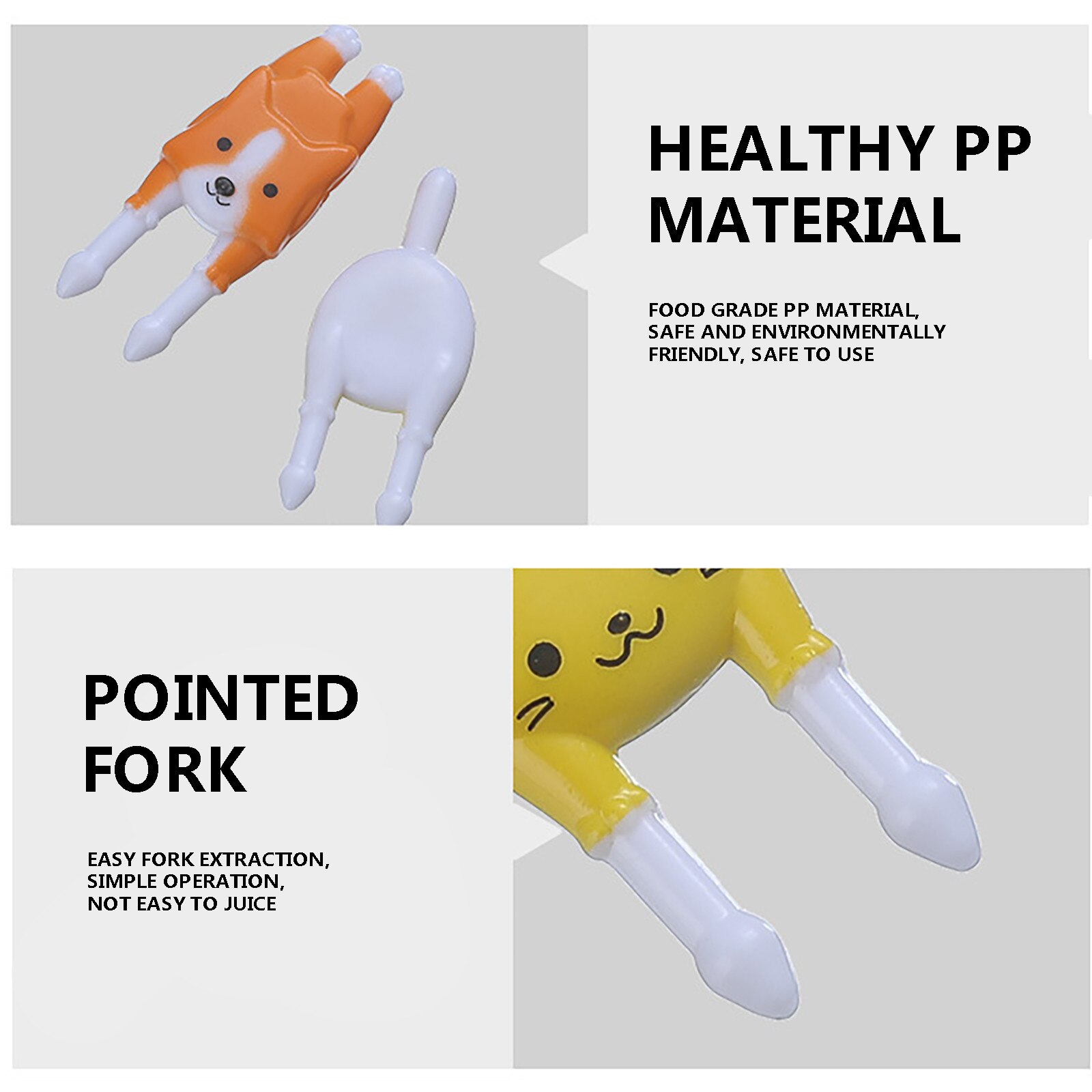 Juego de tenedor de fruta para perro, juguete de dibujo animado de gato , tenedor de plástico de dos dientes para fruta para niños, 45 #