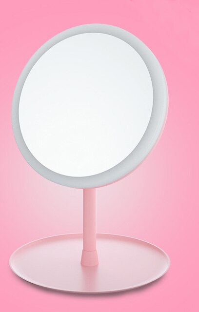 Led makeup mirror зеркало для макияжа touch screen desktop mirror USB rechargeable travel folding bathroom beauty mirrors: Without LED light