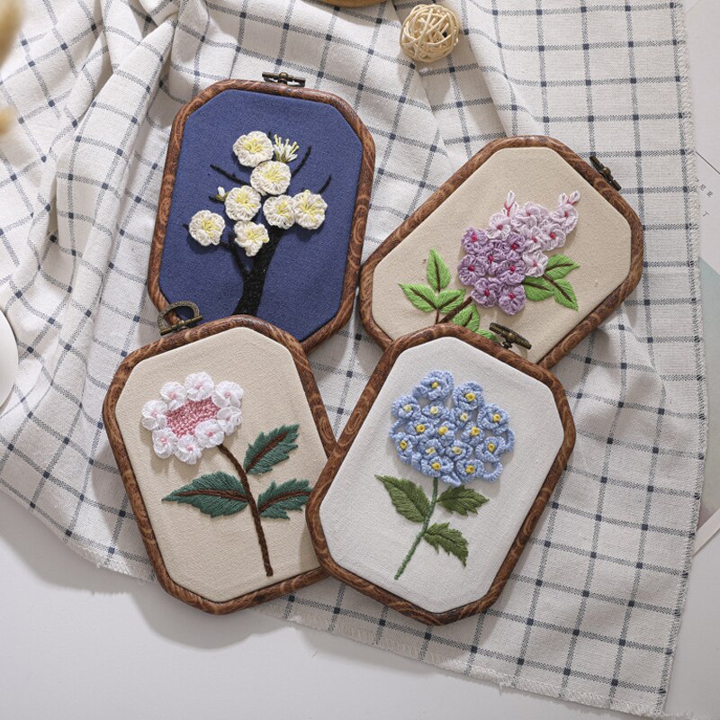 kit di ricamo con motivo a fiori timbrati fai-da-te con kit di ricamo a cerchio per ricamo Vintage ▾ punto croce cucito arte mestiere