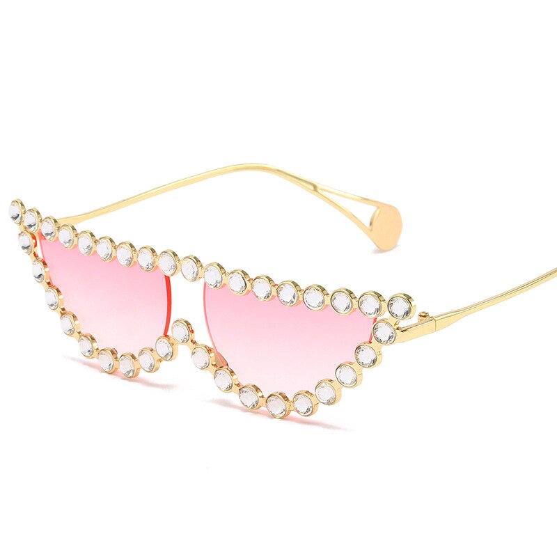 Ojo de gato de Gafas de sol de las mujeres de la de lujo de diamantes de imitación Gafas de sol hombres Punk Gafas calle tiroteo tonos Gafas: Gradient pink
