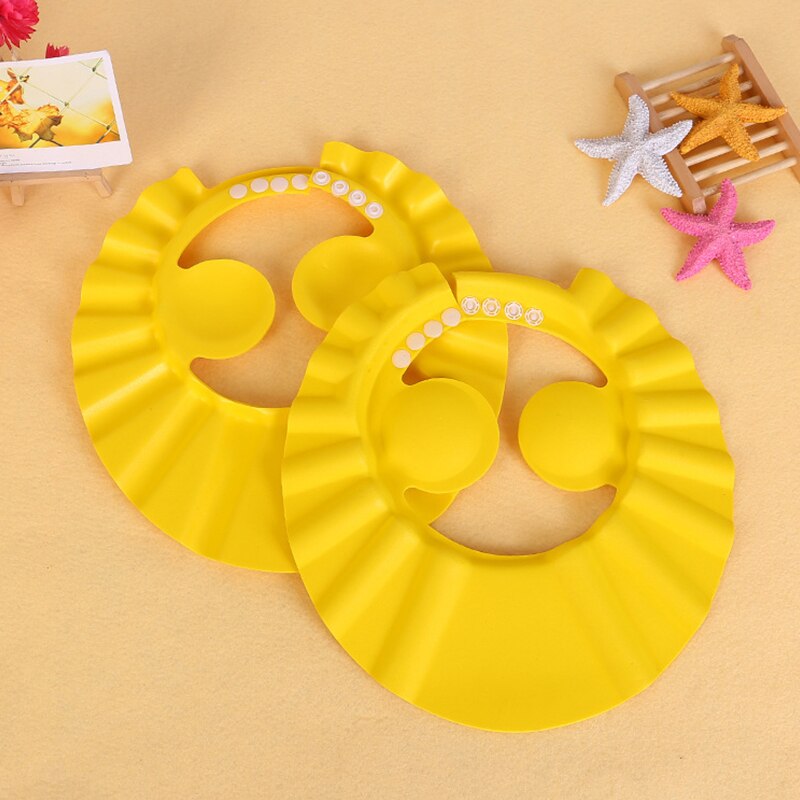 1Pcs Baby Safe Shampoo Bathing Shower Cap Hat Wash Hair Adjustable Shower Protect Eye Water-proof Shield elastic Shampoo Cap: Yellow