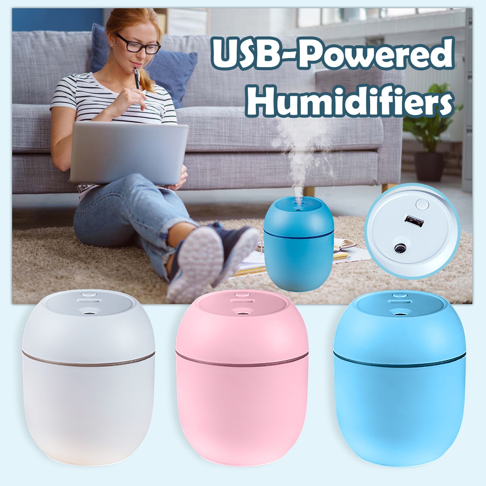 # Cool-mist Impeller Humidifier For Bedroom Usb Mini Facial Moisturizer For Bedroom Baby Home Office Car Air Humidifier
