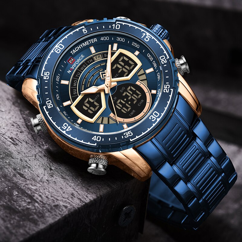 Mannen Horloges Naviforce Luxe Roestvrij-Staal Rosegoud Quartz Horloge Mannen Waterdichte Sport Horloges Relogio Masculino